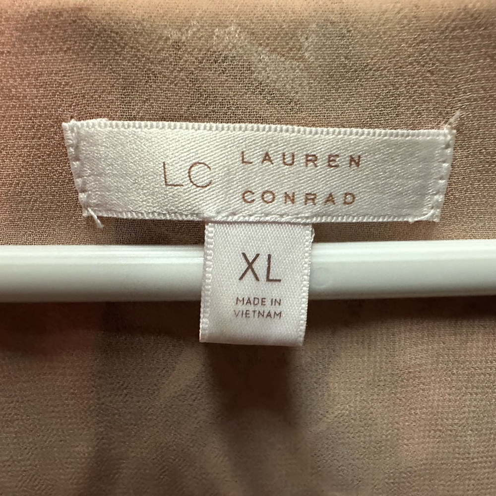 Lauren Conrad pink floral shirt with lace detail back